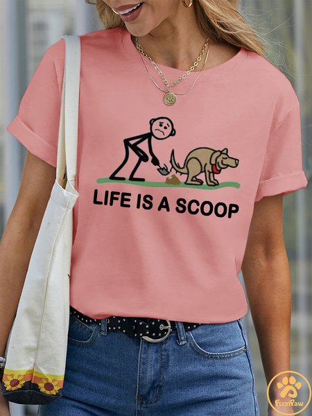 Lilicloth X Funnpaw Women's Life Is A Scoop Pet Matching T-Shirt, color:Pink|size:XXL, Lilicloth.com