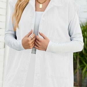 Casual Oversized Denim Jacket Vest Vintage Urban, Jackets, color:White|size:XL, JustFashionNow