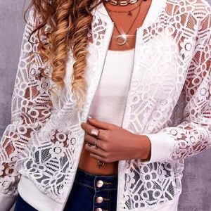 Plain Loose Casual V Neck Jacket, Jackets, color:White|size:XXL, JustFashionNow