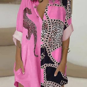 Off Shoulder Sleeve Casual Loosen Mini Dress, Mini Dresses, color:Pink|size:XS, Stylewe