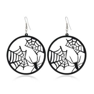 Halloween Spider Pumpkin Witch Black Cat Earrings Vintage Acrylic, color:Color6|size:One-size, Lilicloth.com