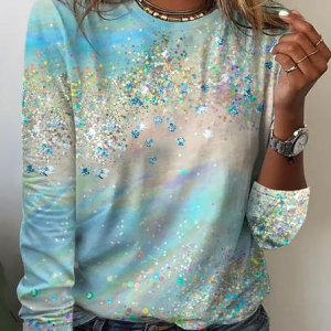Casual Ombre Regular Fit Crew Neck T-Shirt, T-shirts, color:Blue|size:3XL, Noracora