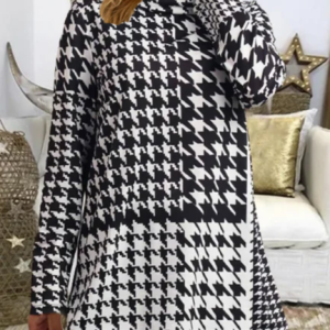 Stand Collar Geometric Casual Top, Shirts & Blouses, color:Black-white|size:XXL, JustFashionNow