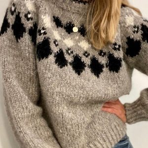 Regular Fit Casual Ethnic Sweater, Sweaters, color:Gray|size:XXL, JustFashionNow