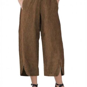 Women's Breathable Comfortable Slit Cotton Linen Loose Casual Pants, Pants, color:Brown|size:5XL, JustFashionNow