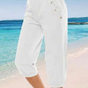 JFN Basics Loosen Plain Pants, Pants, color:White|size:XXL, JustFashionNow