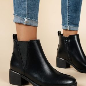 Urban Plain Height Increasing Zipper Low Heel Chelsea Boots, Boots, color:Black|size:43, Noracora