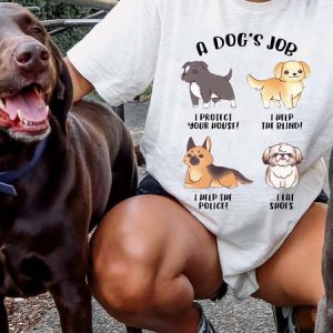 Lilicloth X Funnpaw Women's A Dog‘s Job T-Shirt, color:White|size:L, Lilicloth.com
