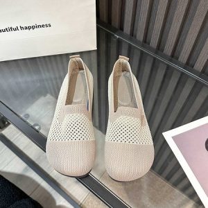 Casual Color Block Slip On Flat Heel Shallow Shoes, Flats/Loafers, color:Pink|size:40, Noracora