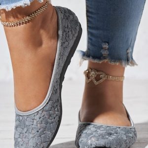 Comfortable Soft Sole Lace Pumps, Flats/Loafers, color:Light Blue|size:41, Noracora