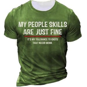 Men's Tee Graphic Funny T Shirts Letter 3D Print Street Short Sleeve Print Clothing, T-Shirts, color:Green|size:3XL, JustFashionNow