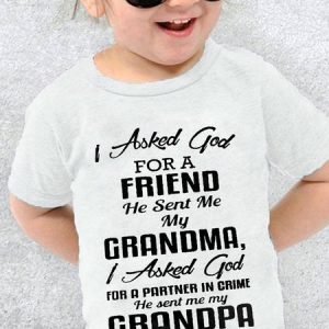 Funny I Asked God For A Friend He Sent Me My Grandma Cotton T-shirt, color:White|size:8-9Years, Lilicloth.com
