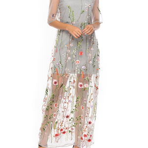 Women Floral Short Sleeve Comfy Party Midi Dress, Dresses, color:Light Gray|size:5XL, Noracora