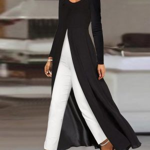 Regular Fit Casual V Neck Plain Jumpsuit, Jumpsuits＆Rompers, color:Black|size:XXL, JustFashionNow