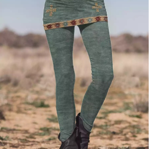 Jersey Boho Ethnic  Long Leggings, Leggings, color:Multicolor|size:XXL, JustFashionNow