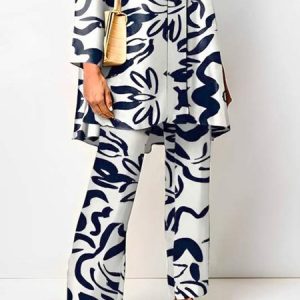 Urban Abstract Loose Fashion Pants, Pants, color:Blue|size:XXL, Stylewe