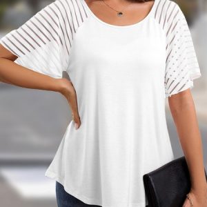 Loose Crew Neck Simple Plain Shirt, Blouses & Shirts, Roselinlin - Online Catalog