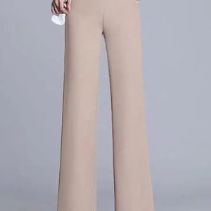 Urban Plain Natural Long Pocket Stitching Wide Leg Pants, Pants, color:Khaki|size:XXL, Noracora