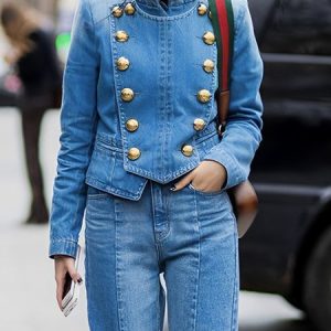Regular Fit Stand Collar Plain Casual Denim Jacket, Denim Jackets, color:Blue|size:XXL, Stylewe