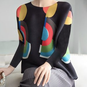 Regular Fit Polka Dots Elegant Crew Neck Shirt, Blouses and Shirts, color:Black|size:XXL, Stylewe