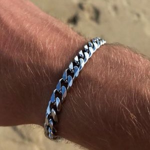 Men's Six Sides Milled Cuban Stainless Steel Bracelet, color:As Picture, Lilicloth.com