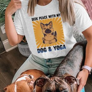 Lilicloth X Funnpaw X Jessanjony Seek Peace With My Dog And Yoga Women's T-Shirt, color:White|size:3XL, Lilicloth.com