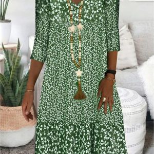 Regular Fit Floral Dress, Dresses, color:Green|size:XXL, JustFashionNow