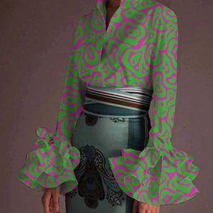 Daily Long sleeve Abstract Polka Dots Elegant Blouse, Blouses and Shirts, color:Green|size:XS, Stylewe