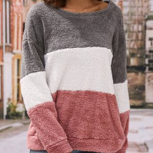Plain Crew Neck Casual Loose Sweatshirt, Sweatshirts & Hoodies, color:Multicolor|size:XXL, JustFashionNow