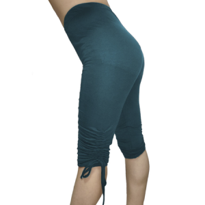 Casual Plain Ruched Natural Capris Legging, Leggings, color:darkgreen|size:3XL, Noracora
