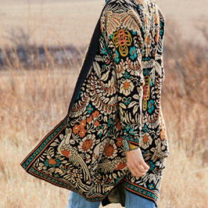 Cross Neck Loose Ethnic Other Coat, Cardigans, color:Multicolor|size:XXL, JustFashionNow