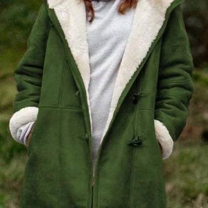 Cotton-Blend Hoodie Casual Coats, Coats, color:Army Green|size:XXL, JustFashionNow
