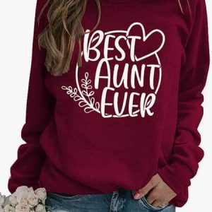 Casual Crew Neck Text Letters Sweatshirt, Hoodies & Sweatshirts, color:Wine Red|size:3XL, Noracora