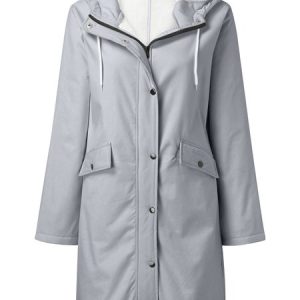 Plain Loose Casual Trench Coat, Jackets, color:Gray|size:3XL, JustFashionNow