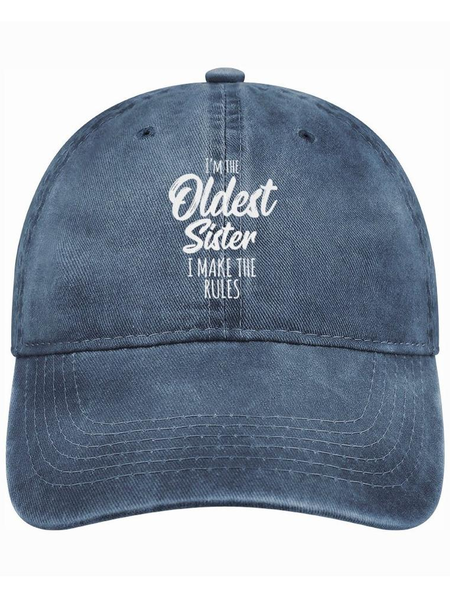 Funny Old Sister Letter Print Hat, color:Blue|size:One-size, Lilicloth.com