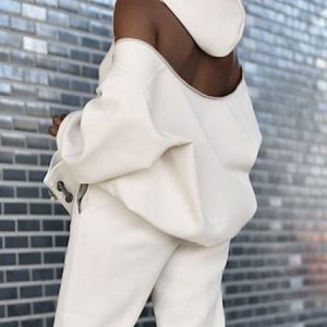 Regular Size Loose Casual Plain Hoodie, Hoodies and Sweatshirts, color:Ivory|size:XXL, Stylewe