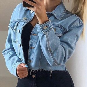 Casual Regular Fit Tassel Distressed Denim Coat Daily Women's Clothing, Jackets, color:Blue|size:3XL, JustFashionNow