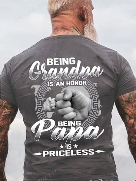 Being Grandpa Is An Honor Being Papa Is Priceless Cotton Short Sleeve T-shirt, T-shirts, Lilicloth.com