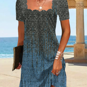 Casual Ethnic Dress, Short, color:Blue|size:XS, Noracora