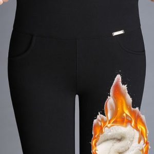 Casual Plain Natural Long Legging, Leggings, color:Black|size:5XL, Noracora