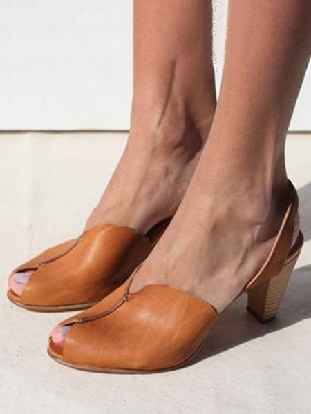 JFN Women's Elegant Casual Peep Toe Sandals, Sandals, color:Brown|size:US 4, JustFashionNow