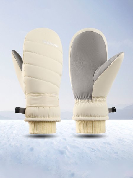 Waterproof and Windproof Thick Ski Gloves, Women Gloves, color:Yellow|size:One-size, JustFashionNow