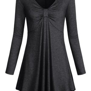 Regular Fit Elegant Irregular Craftsmanship Plain Top, Tops, color:Gray|size:XXL, JustFashionNow