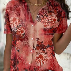 Shirt Collar Urban Regular Fit Blouse, Shirts & Blouses, color:Orange|size:5XL, JustFashionNow