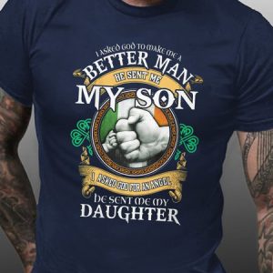 Men's I Asked Got To Make Me A Better Men He Sent Me My Son And Daughter Funny Dad T-shirt, color:Purplish blue|size:3XL, Lilicloth.com