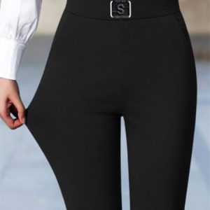 Casual Plain Long Pocket Stitching Pant, Pants, color:Black|size:5XL, Noracora