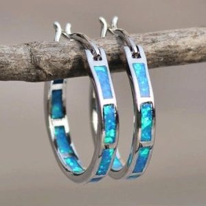JFN Fashion Opal Round Earrings Everyday Versatile, Earrings, color:Blue|size:One-size, JustFashionNow