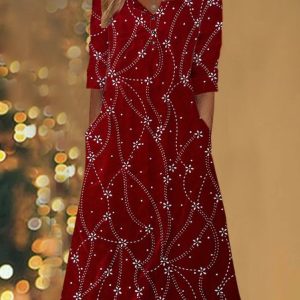 Crew Neck Knitted Loose Casual Dress, Dresses, color:Red|size:XXL, JustFashionNow