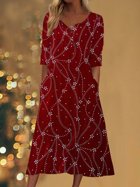 Crew Neck Knitted Loose Casual Dress, Dresses, color:Red|size:XXL, JustFashionNow