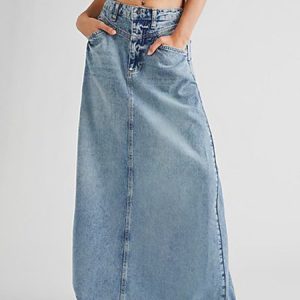 Plus Size Casual Plain Loose Skirt, Plus Bottoms, color:Blue|size:4X, Stylewe